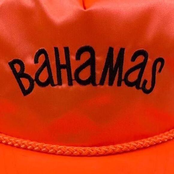 Vintage Bahamas Satin Orange Trucker Hat Nylon - Picture 4 of 4